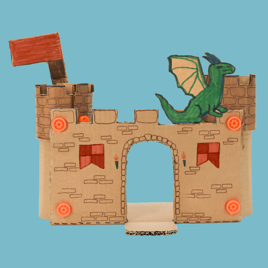 Cardboard castle with a dragon, made with the Swift Saw